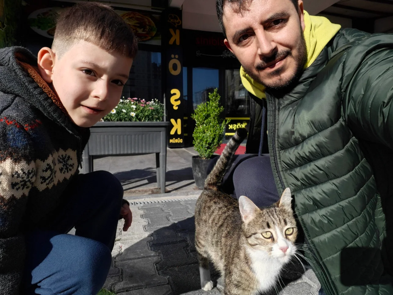 A moment outdoors with a curious cat