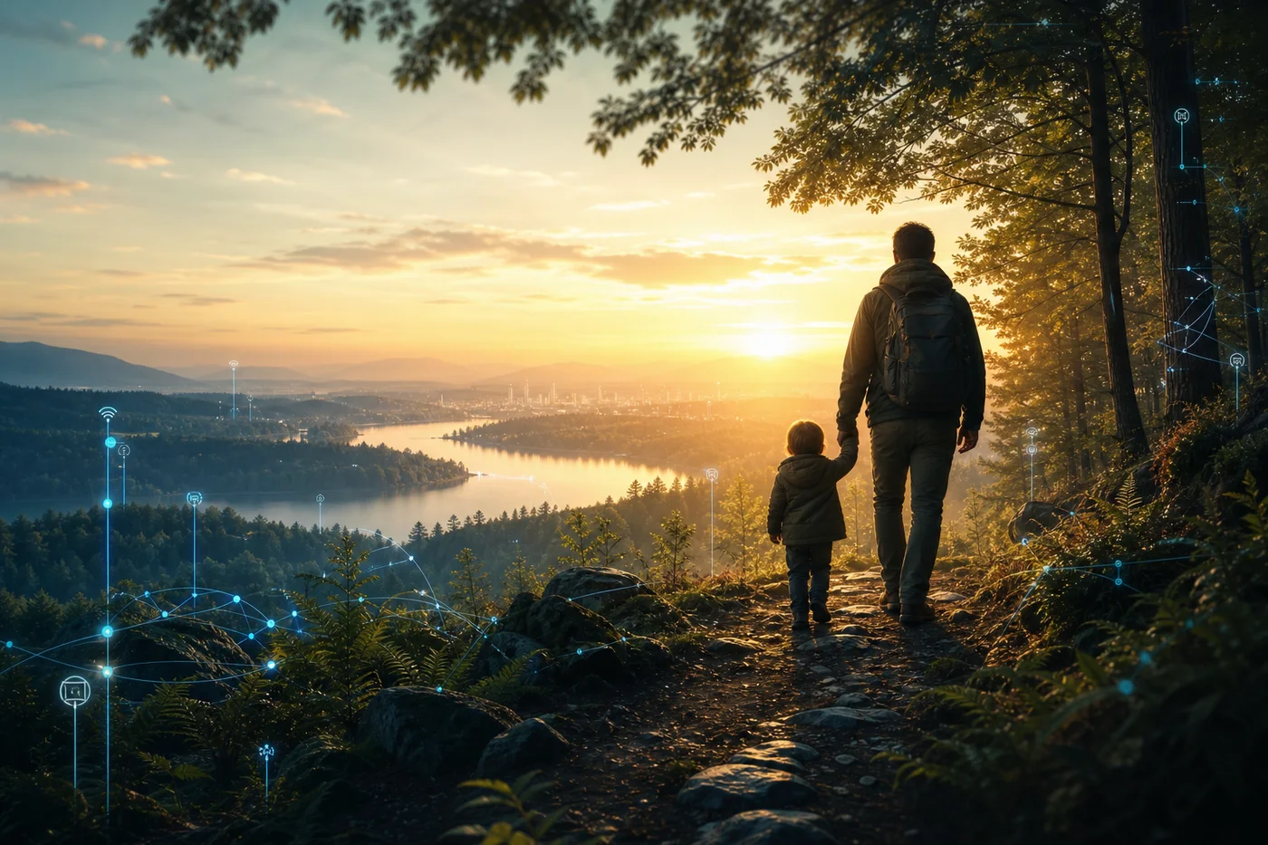 An illustrated quiet moment on a forest path
